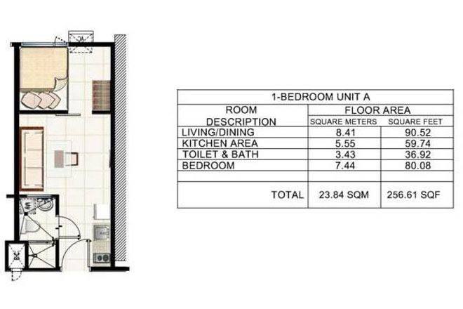 1 BEDROOM WITHOUT BALCONY A SMDC JAZZ RESIDENCES