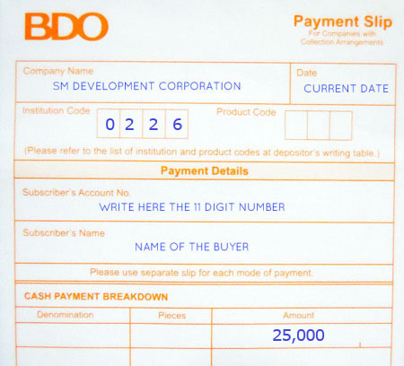 BDO Bills payment form