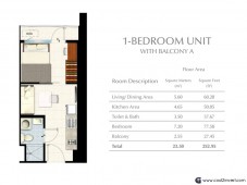 South Residences - 1 Bedroom unit with Balcony A