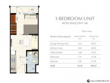 South Residences - 1 Bedroom unit with Balcony AB