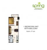Spring Residences 1 Bedroom with Balcony Unit Layout