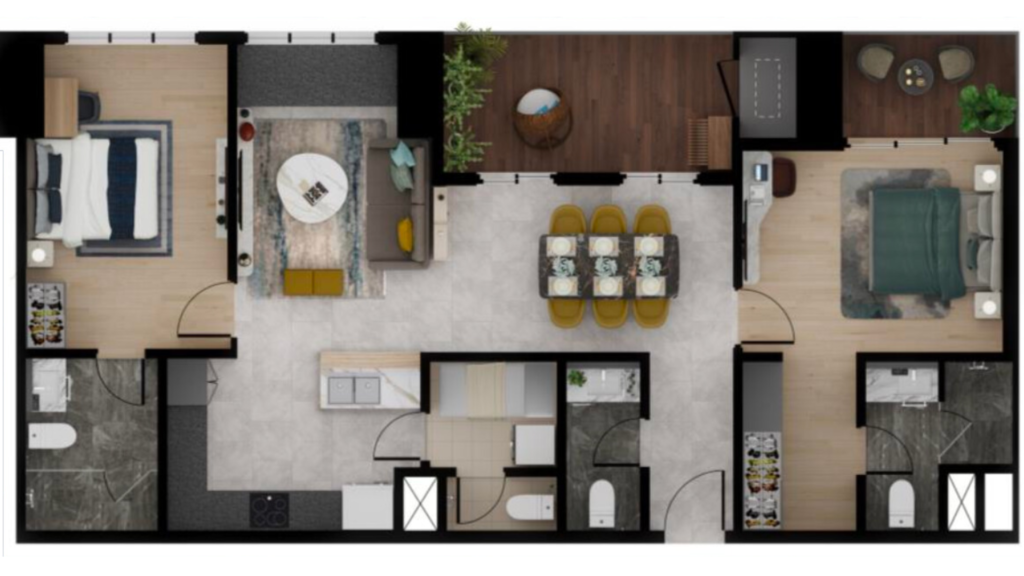 2 Bedroom Unit Layout - Mantawi Residences