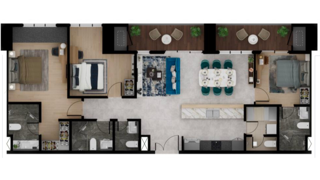 3 Bedroom Unit Layout - Mantawi Residences